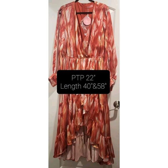 Lilly's‎ Kloset Maxi Dress, Slit Sleeves, Tiered Wrap Ruffle Hem 3XL Plus Size! - Picture 2 of 12